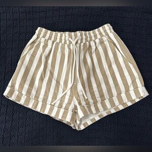 Forever 21 Tan and White Striped Women's Cargo Shorts